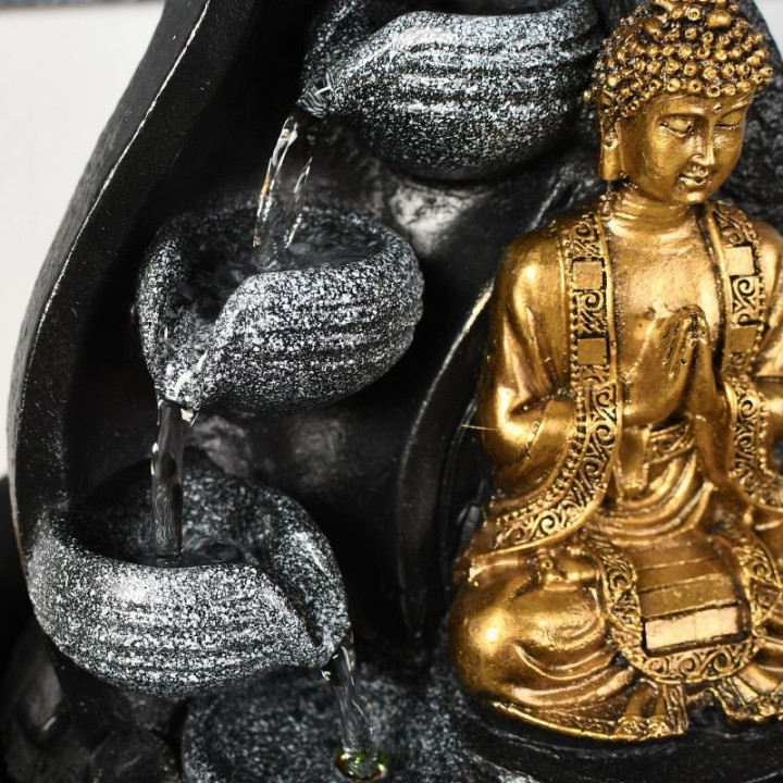 Fontaine à eau - Bouddha Praya (avec statue & éclairage LED) - Zen'Light