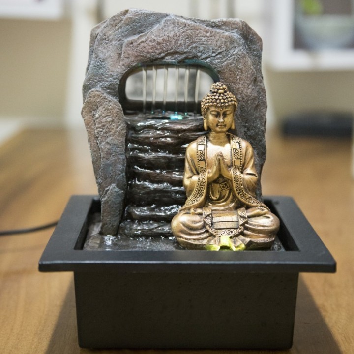 Fontana da interno - "Zen Dao" (con Buddha e illuminazione a LED) - Zen'Light