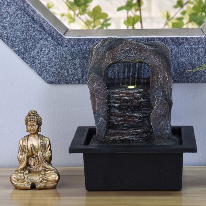 Fontana da interno - "Zen Dao" (con Buddha e illuminazione a LED) - Zen'Light