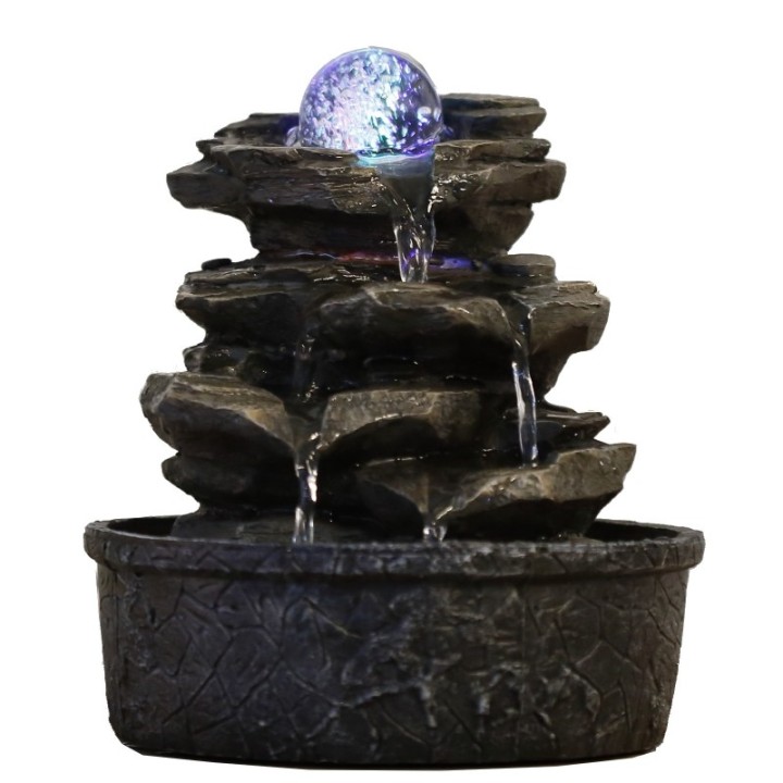 Fontaine à eau - Nature "Little Rock" (avec boule & éclairage LED) - Zen'Light
