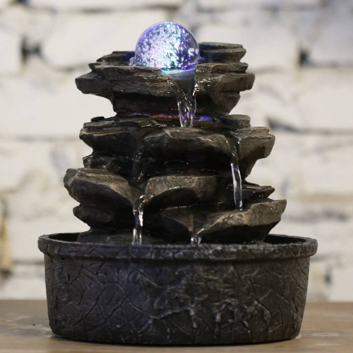 Fontaine à eau - Nature "Little Rock" (avec boule & éclairage LED) - Zen'Light