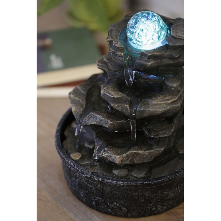 Fontaine à eau - Nature "Little Rock" (avec boule & éclairage LED) - Zen'Light