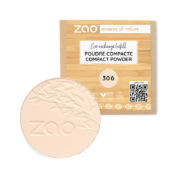 RicaricaPolvere Compatta Viso - 100% Naturale, Biologico e Vegano - N°306, Porcellana - Zao Make-up