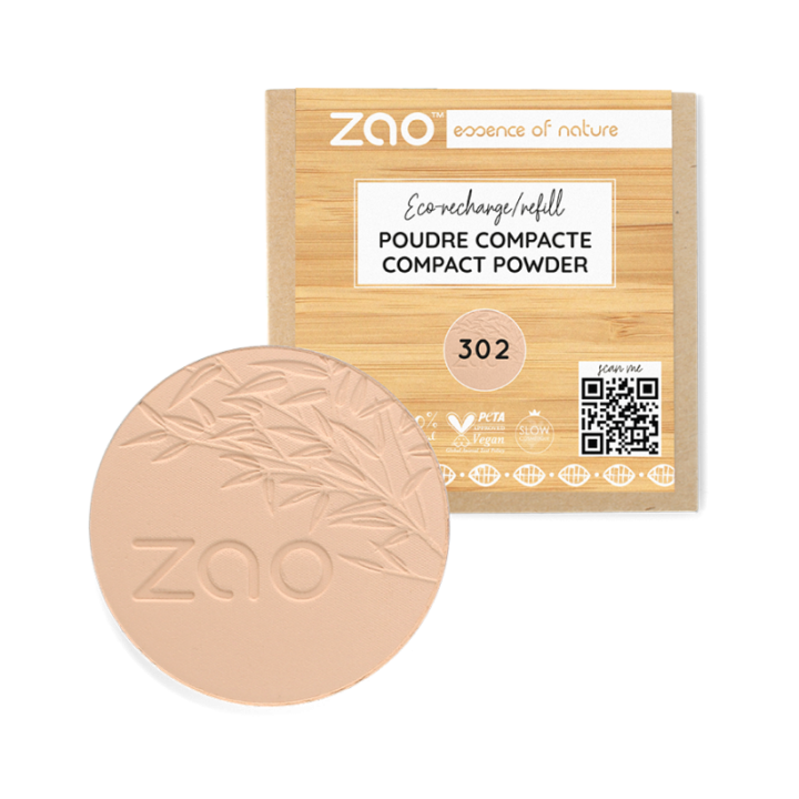 Nachfüllpack, Kompaktpuder Gesicht - 100% natürlich, Bio & Vegan - N°302, Orange-Beige - Zao