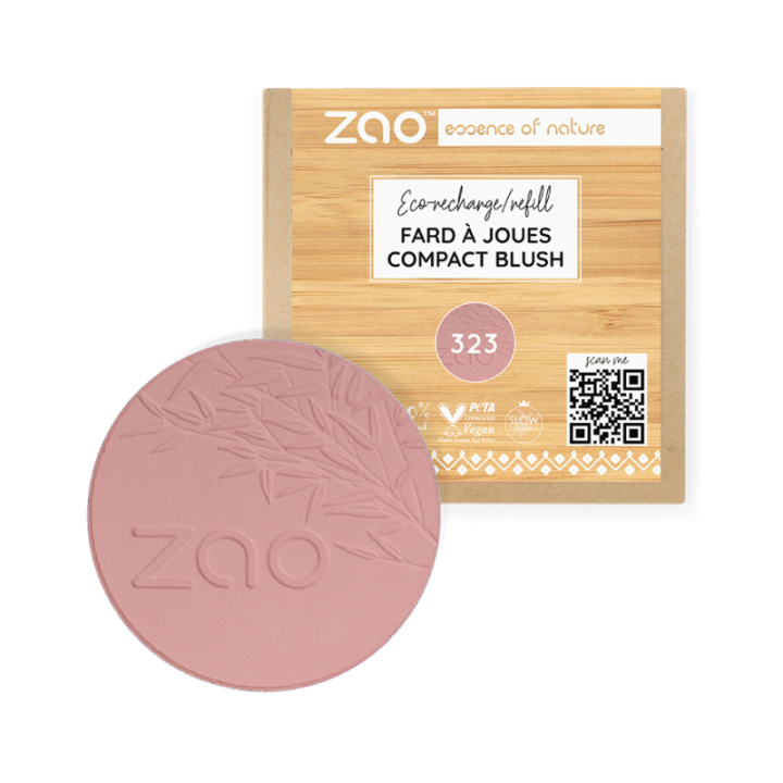 Recharge Fard à Joues, poudre compact, Bio & Vegan - N°323, Violine - Zao