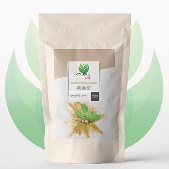 Poudre d'Ashwagandha (pure), L'anxiolytique naturel - 100g - CureFood