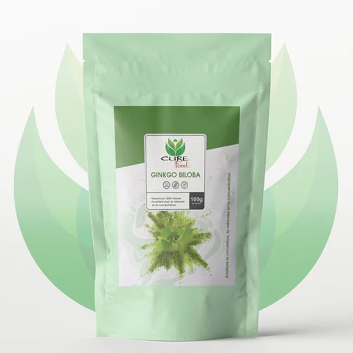 Ginkgo Biloba in polvere (puro), antiossidanti e flavonoidi - 100 g - CureFood