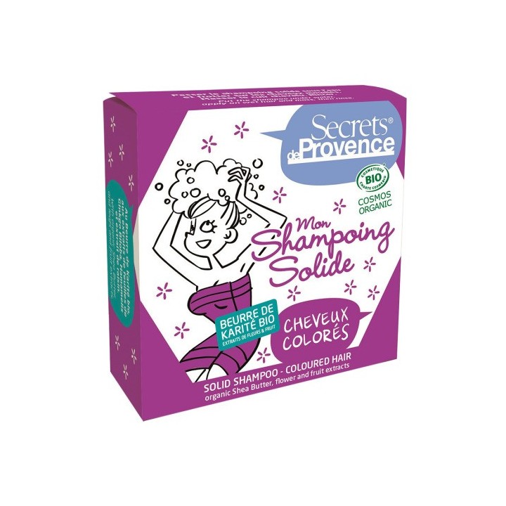 Mon shampoing solide BIO, pour cheveux colorés - 85g - Secrets de Provence
