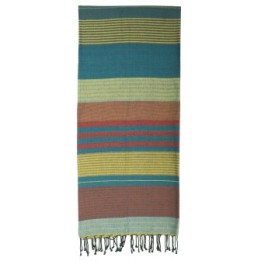 Fouta en coton biologique, Collection EBENE, RedBlue - 100x200cm - Karawan