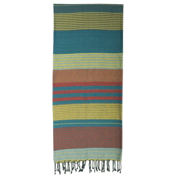 Fouta in cotone biologico, collezione EBENE, RedBlue - 100x200cm - Karawan