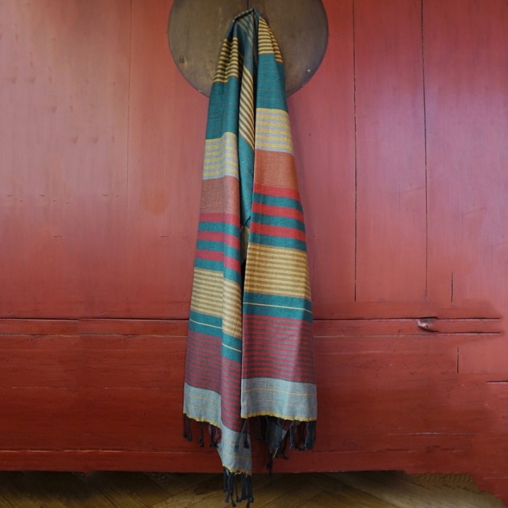 Fouta aus biologischer Baumwolle, Kollektion EBENE, RedBlue - 100x200cm - Karawan