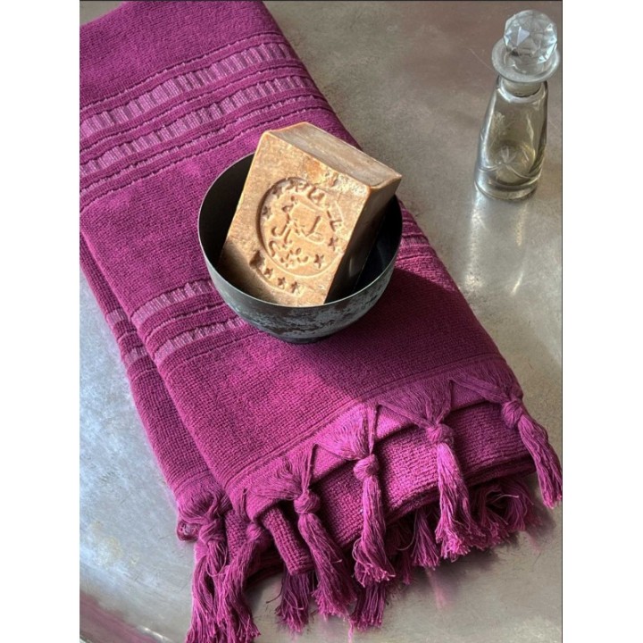 Fouta en coton biologique, Collection DOLCE (1 face éponge), Améthyste - 90x170cm - Karawan