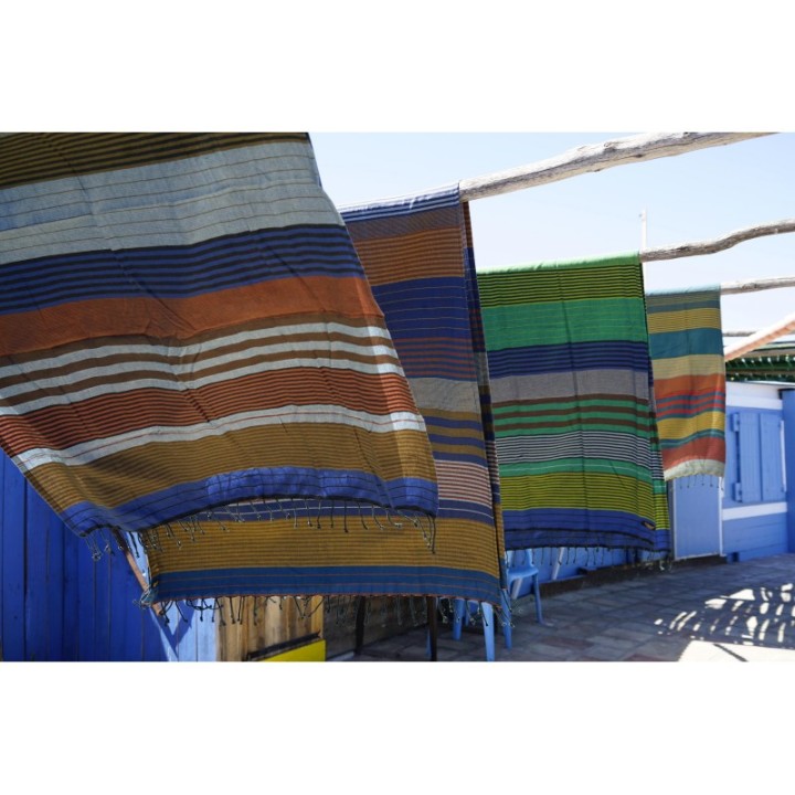 Fouta aus biologischer Baumwolle, Kollektion EBENE, RedBlue - 100x200cm - Karawan