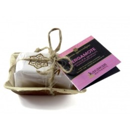 Ayurvedische Seife mit regenerierender Bergamotte in ihrem Palmblatt - Mini 20g - Karawan