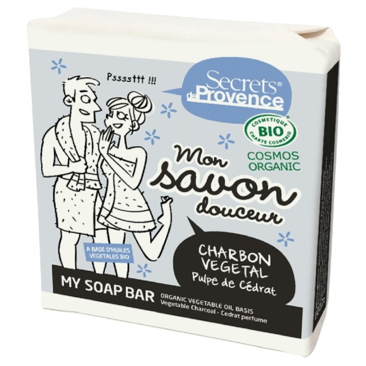 Mon Savon douceur BIO au charbon actif, senteur Pulpe de Cédrat - 100g - Secrets de Provence
