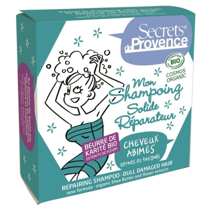 Mein festes Shampoo BIO Reparierend, für geschädigtes, glanzloses und müdes Haar - 85g - Secrets de Provence