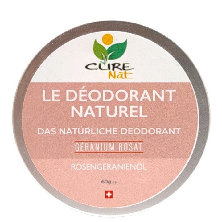 Déodorant crème Suisse & BIO au bicarbonate, Géranium rosat - 60g - Curenat