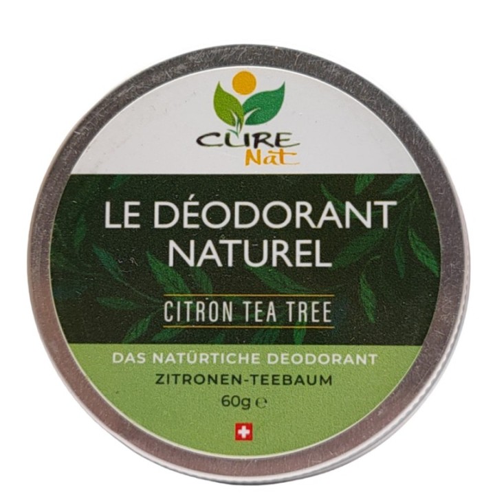 Déodorant crème Suisse & BIO au bicarbonate, Tea Tree et citron - 60g - Curenat