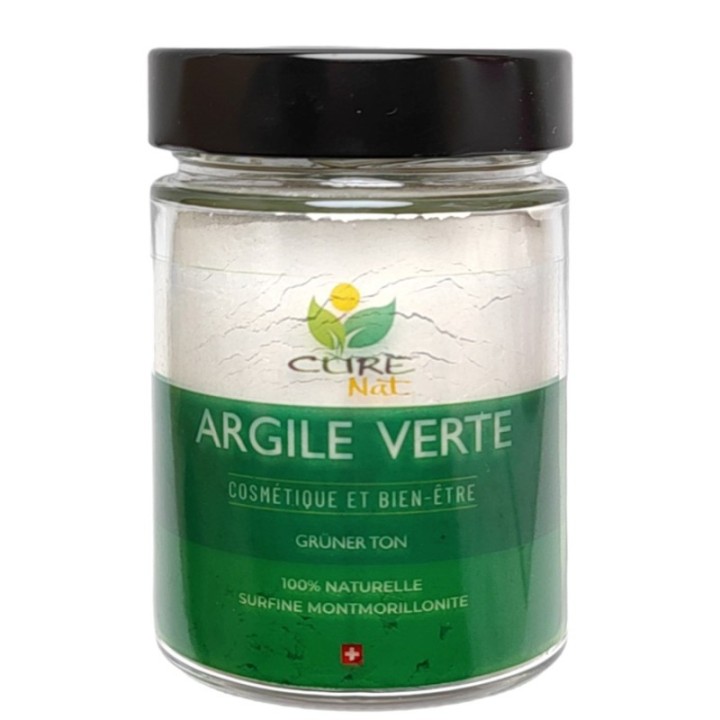 Argile Verte (Montmorillonite) BIO - Pot de 200g (verre), jusqu'à 5kg (recharge) - Curenat