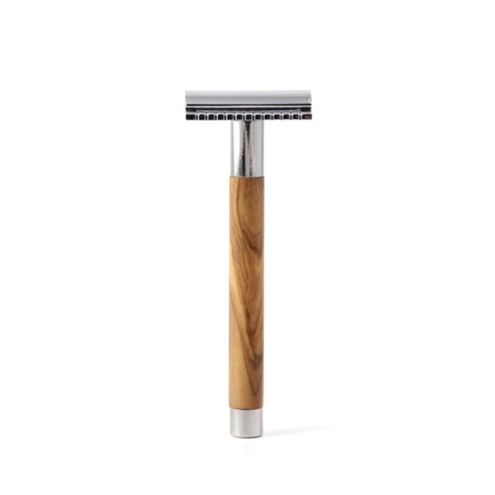 Sicherheitsrasierer "Collection 1990" aus Olivenholz & Edelstahl - Gentleman Barbier