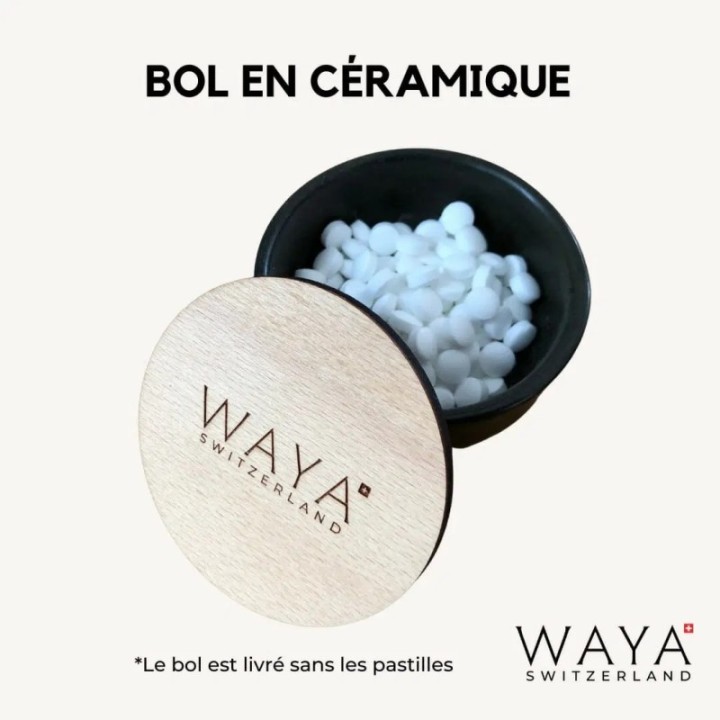 Bol en céramique Noir avec couvercle en hêtre - Réalisé en Suisse par un atelier protégé - Waya Cosmetics