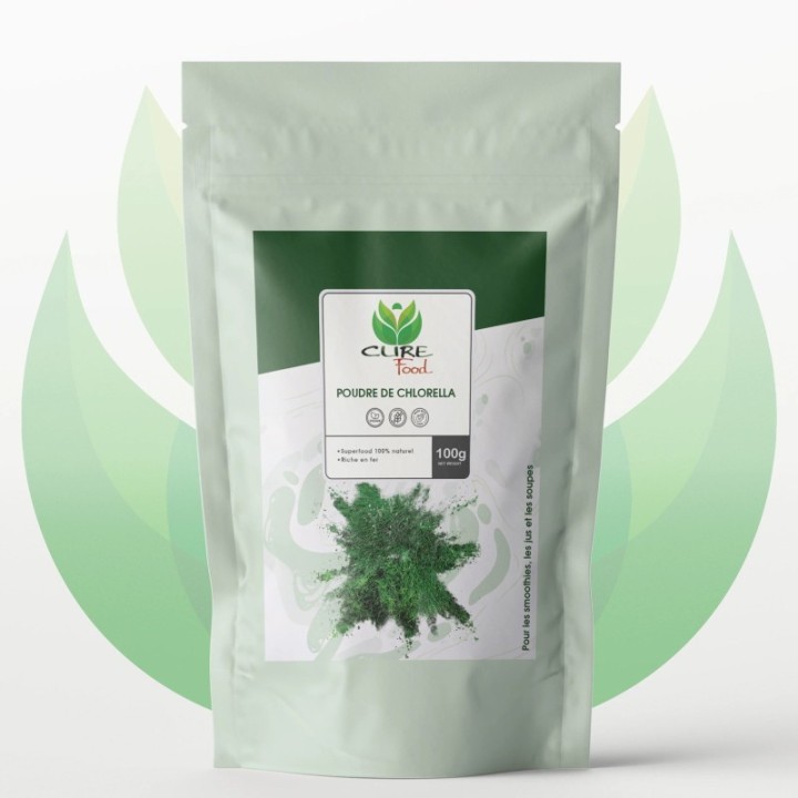 Poudre de Chlorella (pure), Vitalité & Énergie - 100g - CureFood