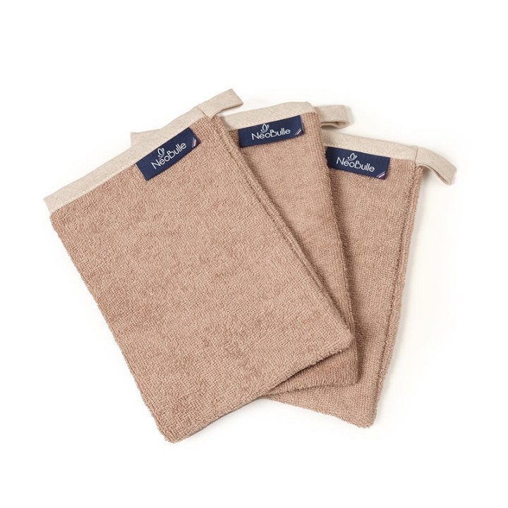 Lot de 3 gants de toilette, Doux & Reversibles pour petits et grands - Néobulle