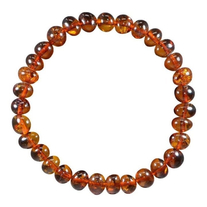 Armband aus Naturstein für Erwachsene - Cognacfarbener Bernstein - 19cm - Irréversible Bijoux