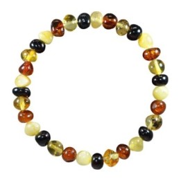 Bracciale in pietra naturale per adulti - Ambra multicolore - 19 cm - Irréversible Bijoux