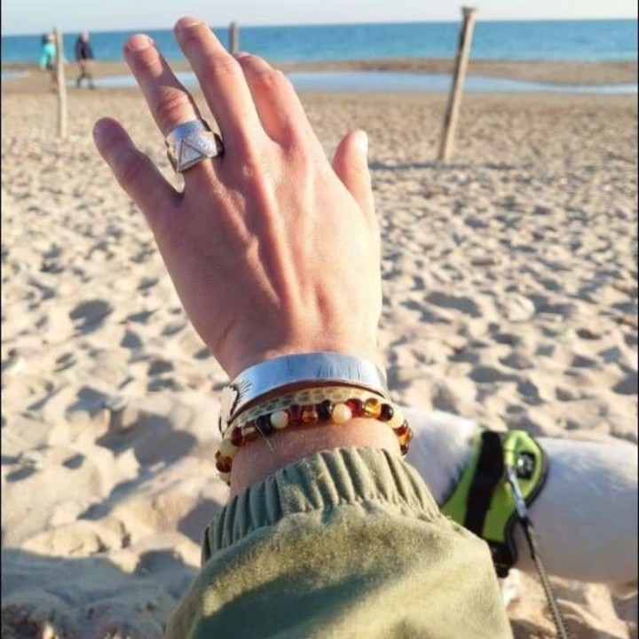 Bracciale in pietra naturale per adulti - Ambra multicolore - 19 cm - Irréversible Bijoux