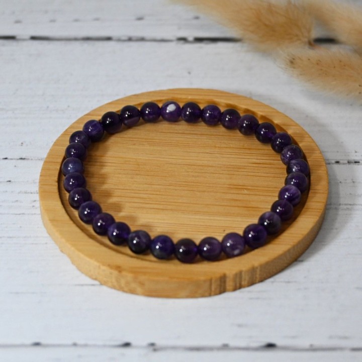 Bracelet en pierre naturelle pour adultes - Améthyste - 19cm - Irréversible Bijoux
