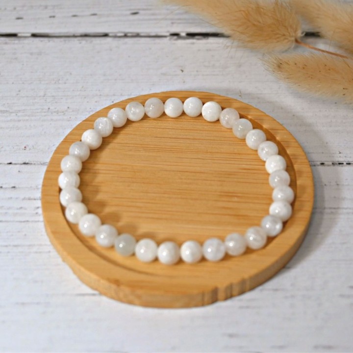 Bracciale in pietra naturale per adulti - Pietra di luna - 19 cm - Irréversible Bijoux