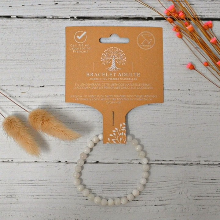 Armband aus Naturstein für Erwachsene - Mondstein - 19cm - Irréversible Bijoux