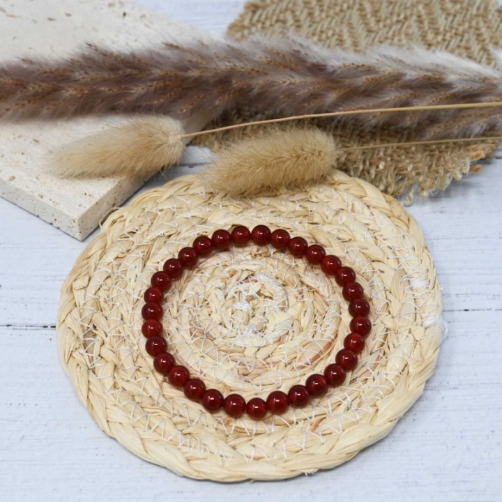 Bracciale in pietra naturale per adulti - Corniola - 19 cm - Irréversible Bijoux