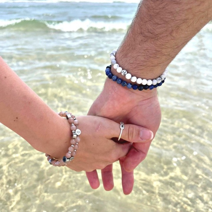 Bracciale in pietra naturale per adulti - Sodalite - 19 cm - Irréversible Bijoux