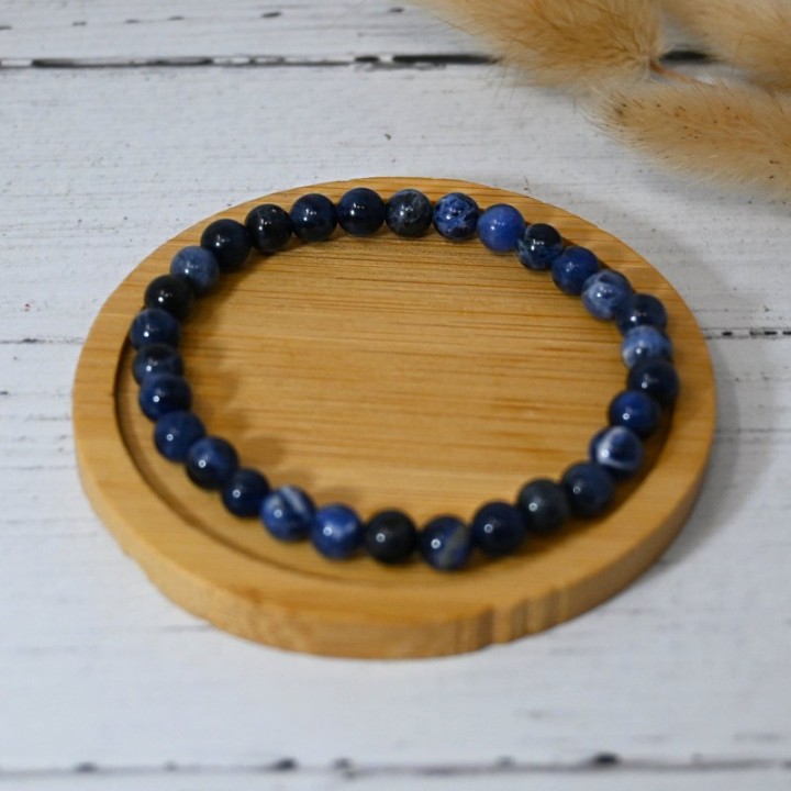 Bracelet en pierre naturelle pour adultes - Sodalite - 19cm - Irréversible Bijoux