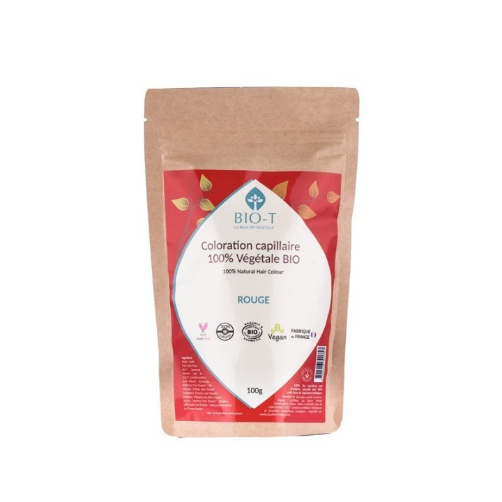 100% natürliche Pflanzenhaarfarbe & BIO, Rot - 100g - BIO-T
