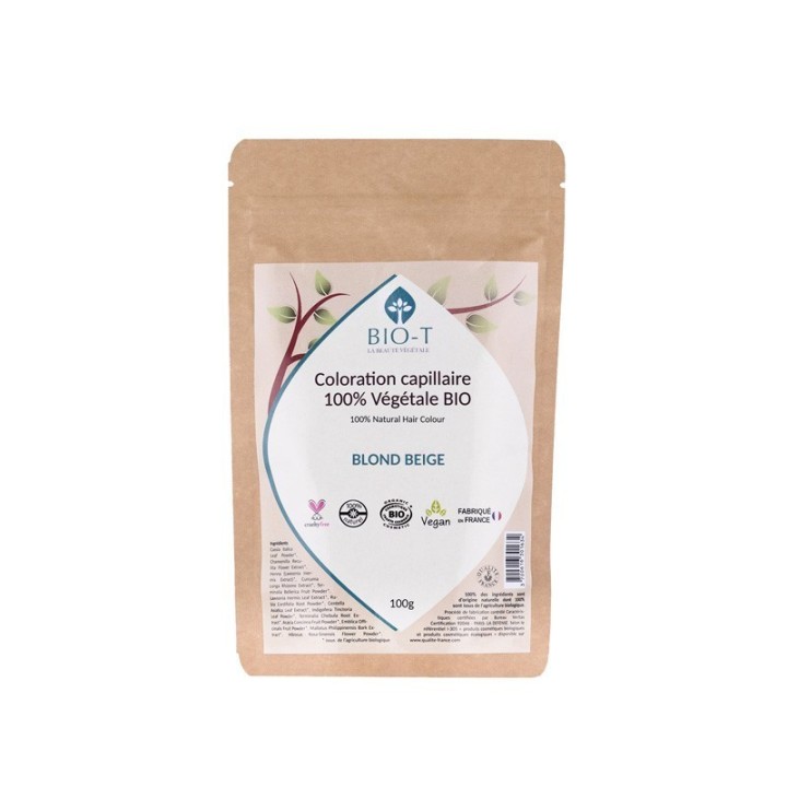 Coloration végétale 100% naturelle & BIO, Blond Beige - 100g - BIO-T
