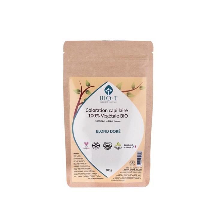 100% natürliche Pflanzenhaarfarbe & BIO, Goldblond - 100g - BIO-T