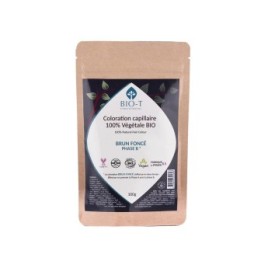 100% natürliche Pflanzenhaarfarbe & BIO, Dunkelbraun (Phase B*) - 100g - BIO-T