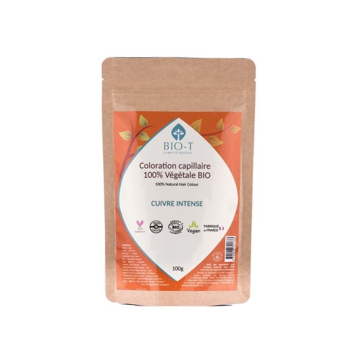 100% natürliche Pflanzenhaarfarbe & BIO, Kupfer Intensiv - 100g - BIO-T