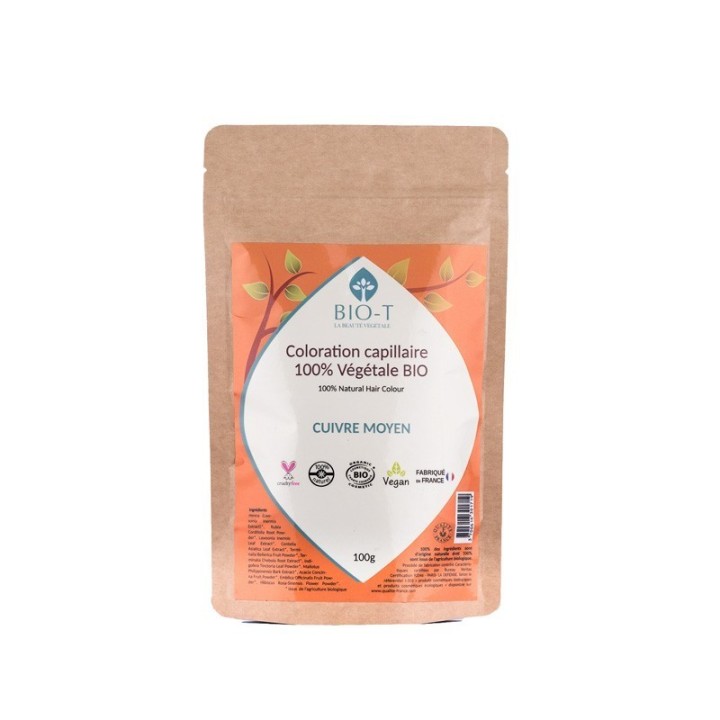 Coloration végétale 100% naturelle & BIO, Cuivre Moyen - 100g - BIO-T