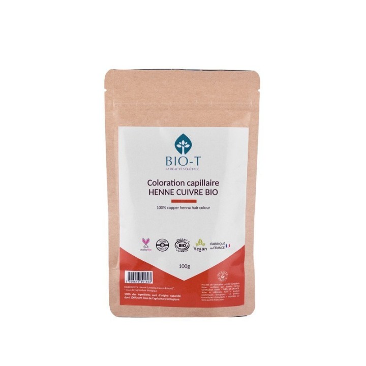 Coloration, Henné Naturel Cuivré BIO - 100% pur, naturel & BIO - 100g - BIO-T