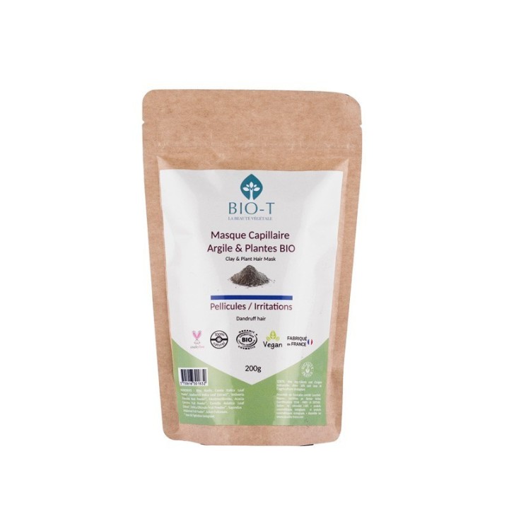 BIO-Haarmaske mit Tonerde & mit ayurvedischen Pflanzen, Schuppen & Irritationen - 200g - BIO-T