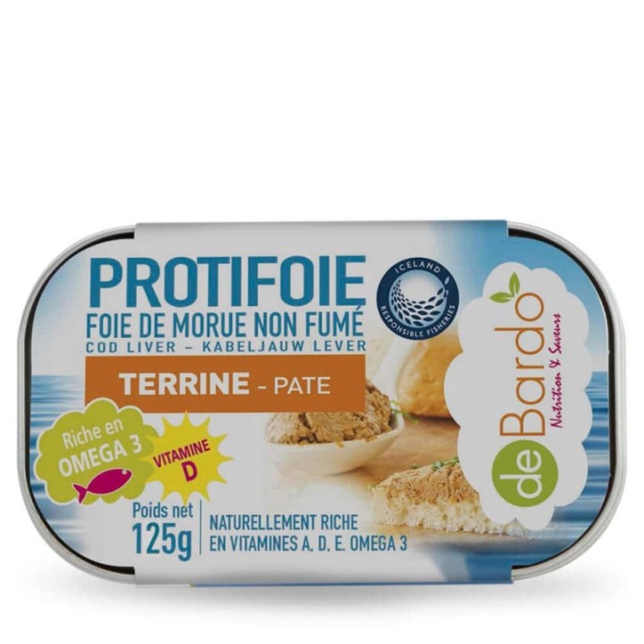 Leberterrine vom Kabeljau "Protifoie" ungeräuchert - Reich an Omega 3 & Vitaminen - 125g - De Bardo
