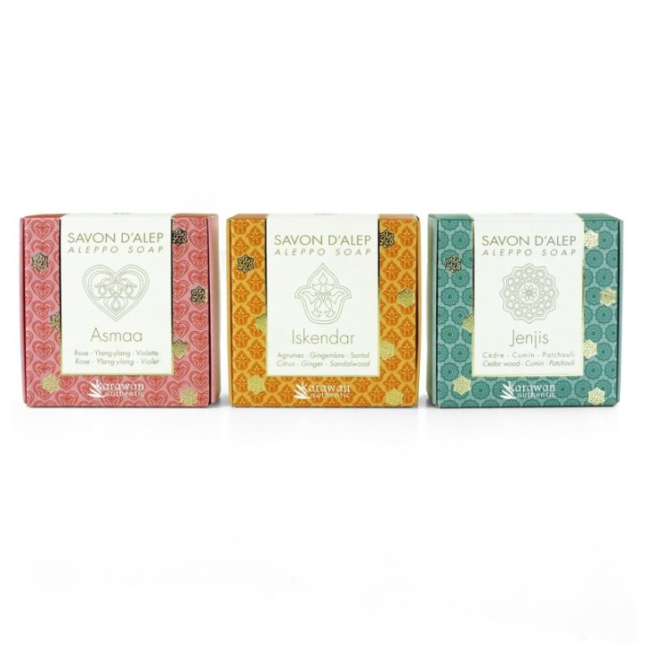 Savon d'Alep parfumé "Asmaa", aux parfums florales - 100g - Karawan