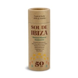 Natürlicher, fester Sonnenschutz in Karton & wasserfreiem Stick - Für Gesicht & Körper - SPF 50, 45g - Sol de Ibiza