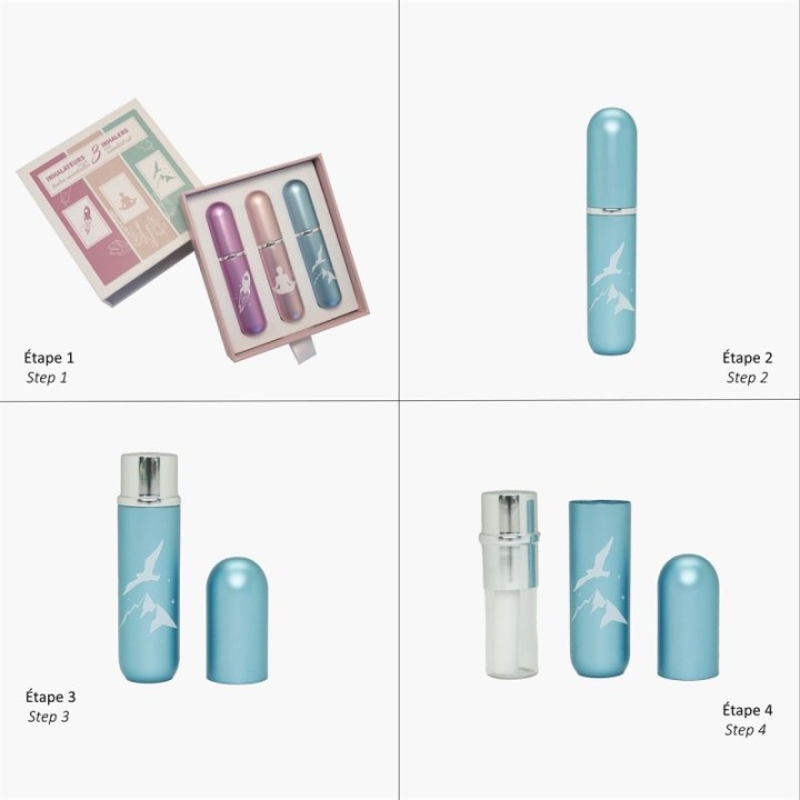 Set aus 3 Inhalatoren für ätherische Öle "Tivalia" - Mit Kartonschachtel - Innobiz