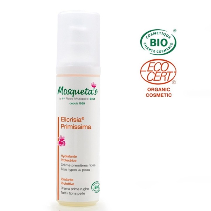 Crema biologica "Elicrisia Primissima", combatte le prime rughe con Immortelle e Rosa Mosqueta - 50ml - Mosqueta's