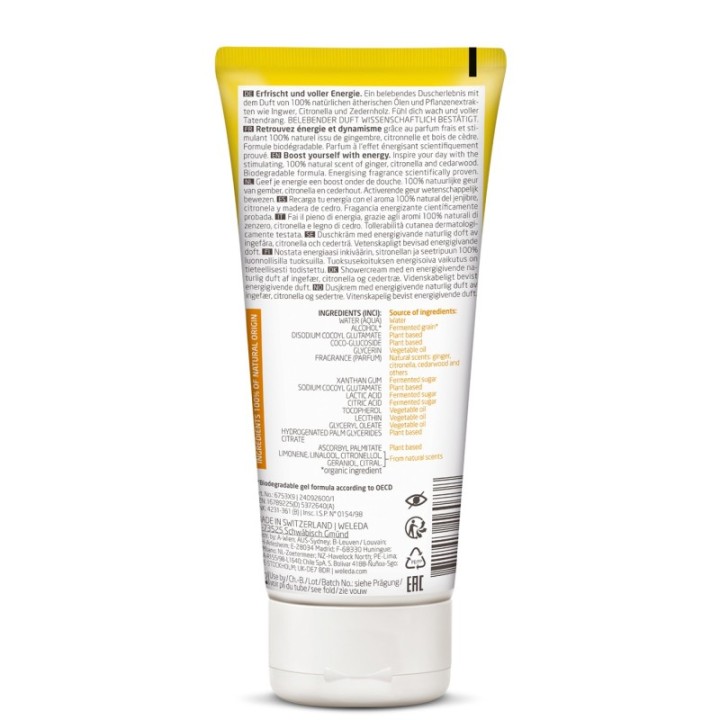 Gel Douche aromatique ENERGY au Gingembre, Citronnelle & bois de cèdre - 200ml - Weleda